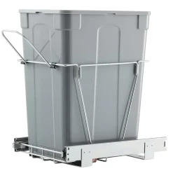 VEVOR Pullout Trash Can for Kitchen Cabinets, 35 QT Garbage Waste Recycling Bin, Under Mount Waste Container, with Heavy Duty Metal Full Extension Sliding System and Handle, for Sink, Under Counter
