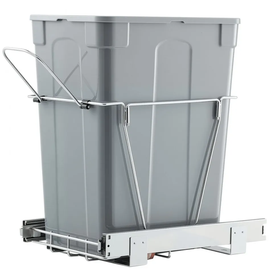 VEVOR Pullout Trash Can for Kitchen Cabinets, 35 QT Garbage Waste Recycling Bin, Under Mount Waste Container, with Heavy Duty Metal Full Extension Sliding System and Handle, for Sink, Under Counter