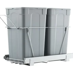 VEVOR Pullout Trash Can for Kitchen Cabinets, 27QTx2 Double Under Sink Garbage Waste Recycling Bin, Under Mount Waste Container, with Heavy Duty Metal Full Extension Sliding System and Handle