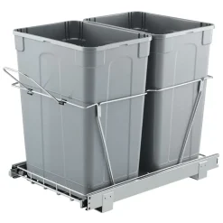 VEVOR Pullout Trash Can for Kitchen Cabinets, 35 QT x2 Double Under Sink Garbage Waste Recycling Bin, Under Mount Waste Container, with Heavy Duty Metal Full Extension Sliding System and Handle