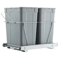 VEVOR Pullout Trash Can for Kitchen Cabinets, 35 QT x2 Double Under Sink Garbage Waste Recycling Bin, Under Mount Waste Container, with Heavy Duty Metal Full Extension Sliding System and Handle