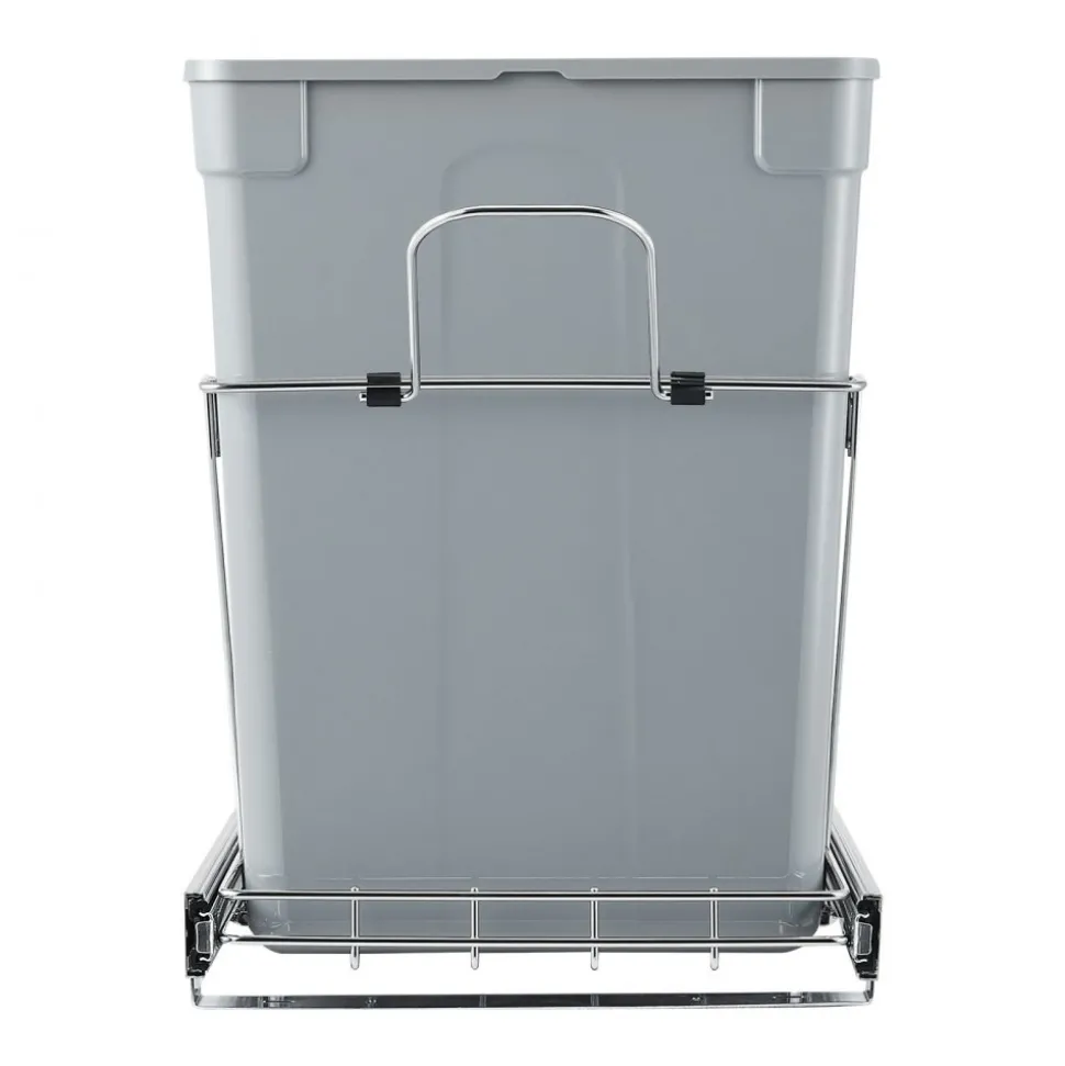 VEVOR Pullout Trash Can for Kitchen Cabinets, 35 QT x2 Double Under Sink Garbage Waste Recycling Bin, Under Mount Waste Container, with Heavy Duty Metal Full Extension Sliding System and Handle