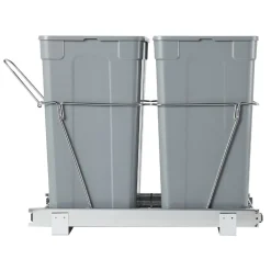 VEVOR Pullout Trash Can for Kitchen Cabinets, 35 QT x2 Double Under Sink Garbage Waste Recycling Bin, Under Mount Waste Container, with Heavy Duty Metal Full Extension Sliding System and Handle