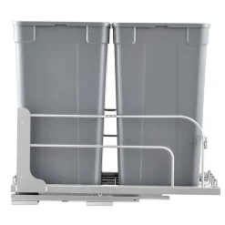 VEVOR Pull-Out Trash Can, 27 QT x2 Double Under Mount Kitchen Waste Container, Heavy Duty Garbage Recycling Bin with Door Kit and Soft Close Slide, for Kitchen Cabinet, Sink, Under Counter (Grey)