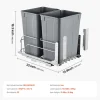 VEVOR Pull-Out Trash Can, 35 QT x2 Double Under Mount Kitchen Waste Container, Heavy Duty Garbage Recycling Bin with Door Kit and Soft Close Slide, for Kitchen Cabinet, Sink, Under Counter (Grey)