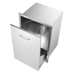 VEVOR Pull Out Trash Drawer 19.7W x 26.5H Inch Outdoor Kitchen Drawers Stainless Steel with Trash Bag Ring for BBQ Island or Grill Station