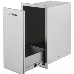 VEVOR Pull Out Trash Drawer 13.6Wx26Hx19.3D Inch Lower Sliding Rails Stainless Steel Roll Out Trash Bin Pull Out Tray Outdoor Kitchen Trash Drawer with Handle for BBQ Island Grill Station No Trash Can