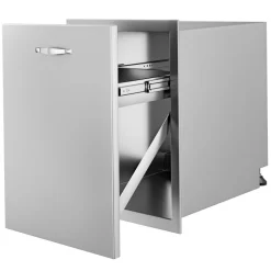 VEVOR Pull Out Trash Drawer 17.7x22.8 Inch Raised Style Trash Bin with Pull-Out Tray Stainless Steel Trash Drawer with Handle for Outdoor Kitchen BBQ Island, Trash Can Not Included