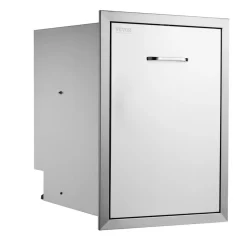VEVOR Pull Out Trash Drawer 17.7x22.8 Inch Raised Style Trash Bin with Pull-Out Tray Stainless Steel Trash Drawer with Handle for Outdoor Kitchen BBQ Island, Trash Can Not Included