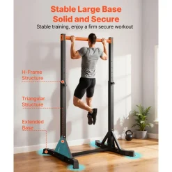 VEVOR Pull Up Bar, 330LBS Capacity Portable Pullup Bar Station, Pullup Bars Free Standing with H-Frame Structure & Heavy-Duty Steel Tube, 8 Level Height Adjustment Gravity Fitness for Arms Back Chest