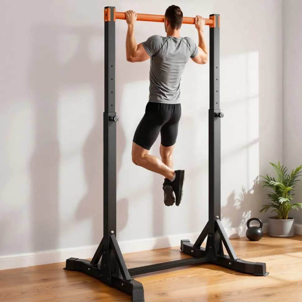 VEVOR Pull Up Bar, 330LBS Capacity Portable Pullup Bar Station, Pullup Bars Free Standing with H-Frame Structure & Heavy-Duty Steel Tube, 8 Level Height Adjustment Gravity Fitness for Arms Back Chest