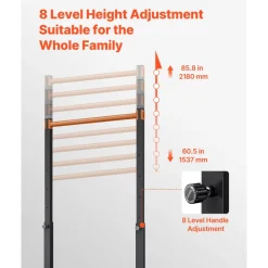 VEVOR Pull Up Bar, 330LBS Capacity Portable Pullup Bar Station, Pullup Bars Free Standing with H-Frame Structure & Heavy-Duty Steel Tube, 8 Level Height Adjustment Gravity Fitness for Arms Back Chest