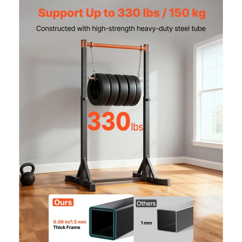 VEVOR Pull Up Bar, 330LBS Capacity Portable Pullup Bar Station, Pullup Bars Free Standing with H-Frame Structure & Heavy-Duty Steel Tube, 8 Level Height Adjustment Gravity Fitness for Arms Back Chest