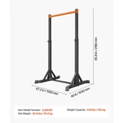 VEVOR Pull Up Bar, 330LBS Capacity Portable Pullup Bar Station, Pullup Bars Free Standing with H-Frame Structure & Heavy-Duty Steel Tube, 8 Level Height Adjustment Gravity Fitness for Arms Back Chest