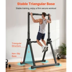 VEVOR Pull Up Bar, 330LBS Capacity Portable Pullup Bar Station, Pullup Bars Free Standing with Triangular Structure & Heavy-Duty Steel Tube, 9 Level Height Adjustment Gravity Fitness for Arms, Back