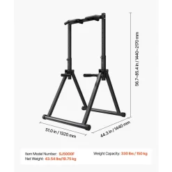 VEVOR Pull Up Bar, 330LBS Capacity Portable Pullup Bar Station, Pullup Bars Free Standing with Triangular Structure & Heavy-Duty Steel Tube, 9 Level Height Adjustment Gravity Fitness for Arms, Back