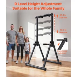 VEVOR Pull Up Bar, 330LBS Capacity Portable Pullup Bar Station, Pullup Bars Free Standing with Triangular Structure & Heavy-Duty Steel Tube, 9 Level Height Adjustment Gravity Fitness for Arms, Back