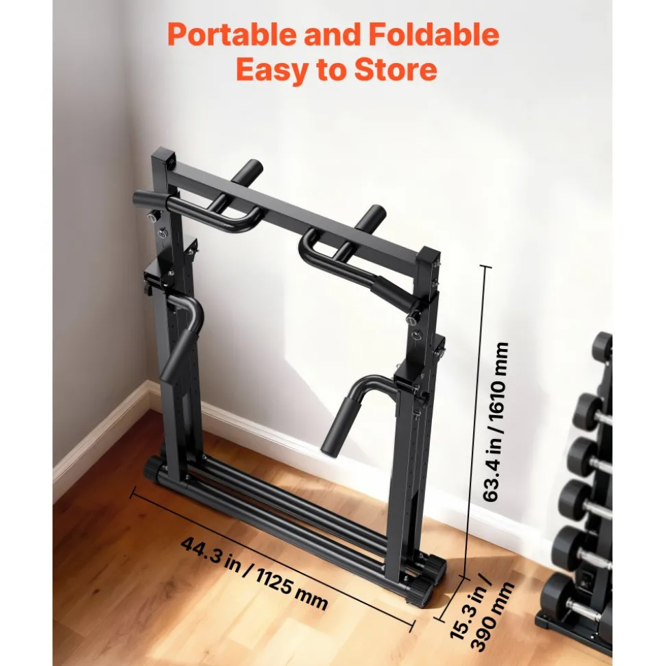 VEVOR Pull Up Bar, 330LBS Capacity Portable Pullup Bar Station, Pullup Bars Free Standing with Triangular Structure & Heavy-Duty Steel Tube, 9 Level Height Adjustment Gravity Fitness for Arms, Back