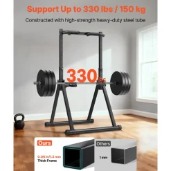 VEVOR Pull Up Bar, 330LBS Capacity Portable Pullup Bar Station, Pullup Bars Free Standing with Triangular Structure & Heavy-Duty Steel Tube, 9 Level Height Adjustment Gravity Fitness for Arms, Back