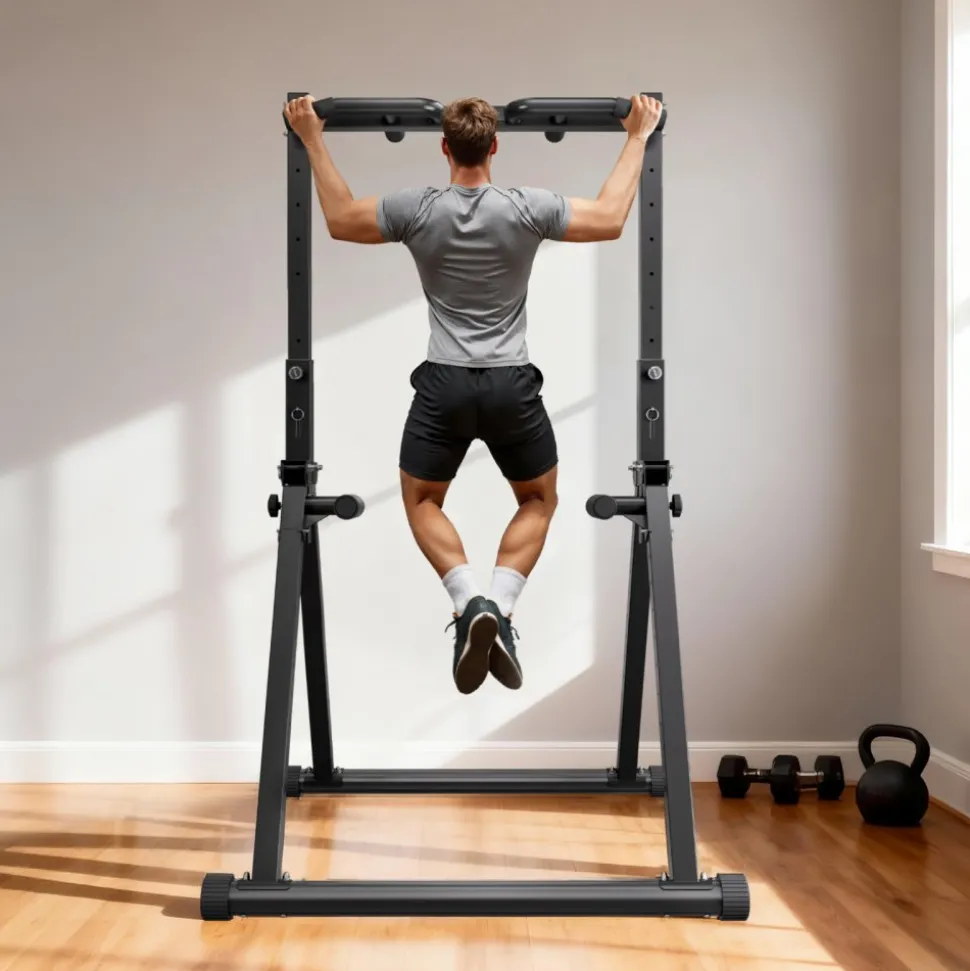 VEVOR Pull Up Bar, 330LBS Capacity Portable Pullup Bar Station, Pullup Bars Free Standing with Triangular Structure & Heavy-Duty Steel Tube, 9 Level Height Adjustment Gravity Fitness for Arms, Back