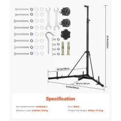 VEVOR Punching Bag Stand, Steel Heavy Duty Workout Training Equipment, Adjustable Height Boxing Punching Stand with Weighted Base, Holds Up to 140 lbs, Freestanding Sandbag Rack for Home Gym Fitness