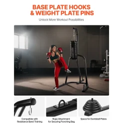 VEVOR Punching Bag Stand, Steel Heavy Duty Workout Equipment, Boxing Punching Bag Stand, Holds Up to 140 lbs, Freestanding Sandbag Rack with Weighted Base, Training Equipment for Home Gym Fitness