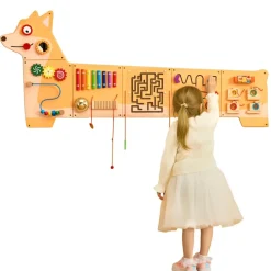 VEVOR Puppy Activity Wall Busy Board Panels, 12 Activities, Montessori Sensory Wall Toy for Kids 3-12 Years, Montessori Learning Activity Center, Ideal for Toddler Playroom Nursery Classroom