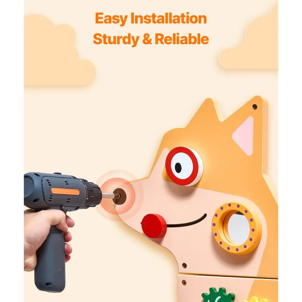 VEVOR Puppy Activity Wall Busy Board Panels, 12 Activities, Montessori Sensory Wall Toy for Kids 3-12 Years, Montessori Learning Activity Center, Ideal for Toddler Playroom Nursery Classroom