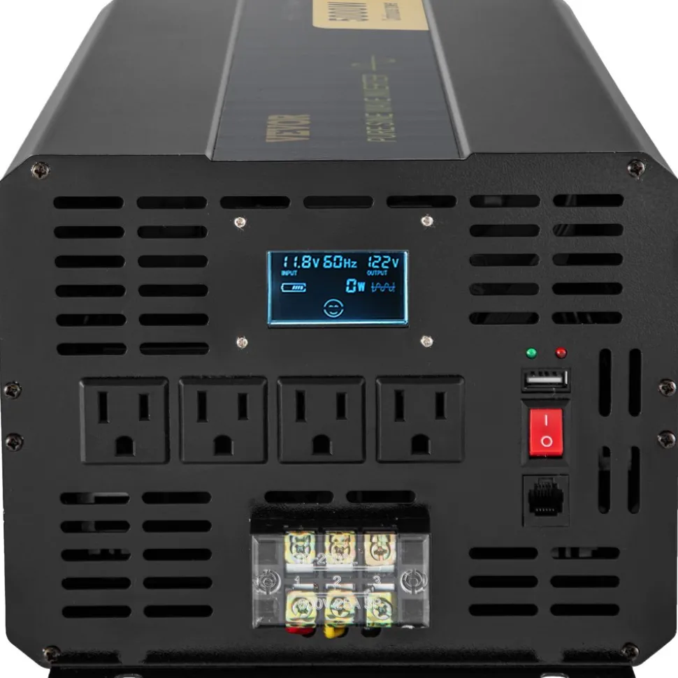 VEVOR Pure Sine Wave Inverter, 2500 Watt Power Inverter, DC 12V to AC 120V Car Inverter, with USB Port, LCD Display, and Remote Controller Power Converter, for RV Truck Car Solar System Travel Camping