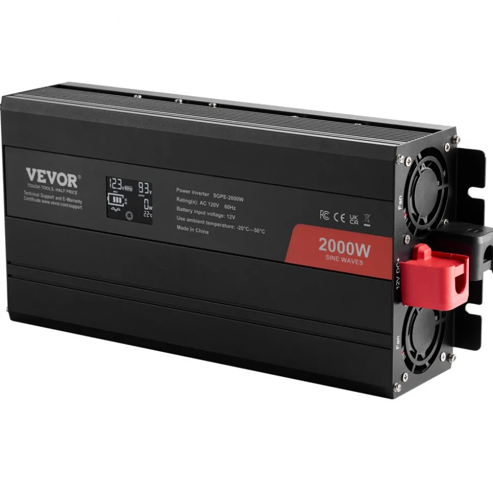 VEVOR Pure Sine Wave Inverter Charger, 5000 Watt, DC 24V to AC 120V Power Inverter with LCD Display, Remote Control, Solar Inverter for Off-Grid Solar RV Boat Home, Compatible with Various Batteries
