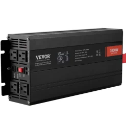 VEVOR Pure Sine Wave Inverter, 3000 Watt, DC 12V to AC 120V Power Inverter with 2 AC Outlets 2 USB Port 1 Type-C Port, LCD Display and Remote Controller for Large Home Appliances, CE FCC Certified