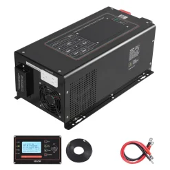 VEVOR Pure Sine Wave Inverter Charger, 3000W, DC 12V to AC 120V Power Inverter with LCD Display, Remote Control, Low Frequency, for RV Camper Home, Compatible with 12V LiFePO4 and Lithium Batteries