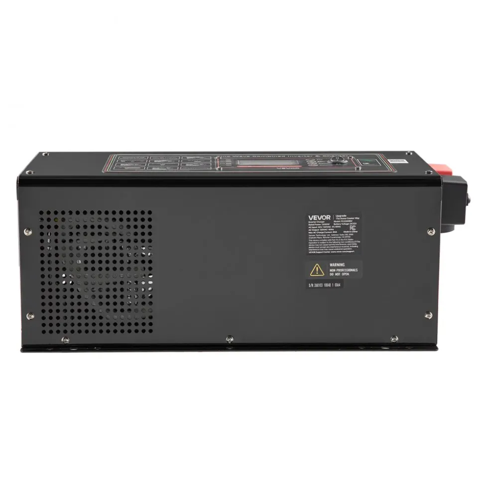 VEVOR Pure Sine Wave Inverter Charger, 3000W, DC 12V to AC 120V Power Inverter with LCD Display, Remote Control, Low Frequency, for RV Camper Home, Compatible with 12V LiFePO4 and Lithium Batteries