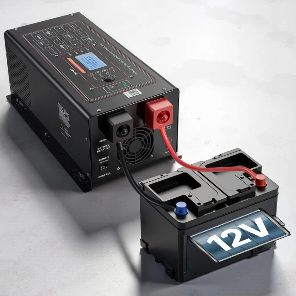 VEVOR Pure Sine Wave Inverter Charger, 1200W, DC 12V to AC 120V Power Inverter with LCD Display, Remote Control, Low Frequency, for RV Camper Home, Compatible with 12V LiFePO4 Lithium Batteries