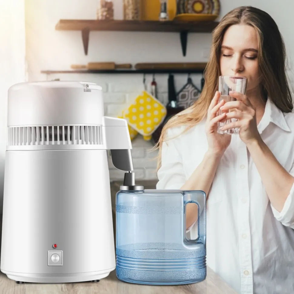VEVOR Pure Water Distiller 750W, Purifier Filter Fully Upgraded with Handle 1.1 Gal /4L, BPA Free Container, Perfect for Home Use, White