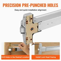 VEVOR Push Bar Door Locks, Carbon Steel Panic Bars for Exit Doors, with Exterior Lever and 3 Keys, Push Bar Panic Exit Device Door Hardware for Metal Wood Door, for Left and Right Handed Doors