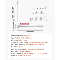 VEVOR Push Bar Panic Exit Device, 28