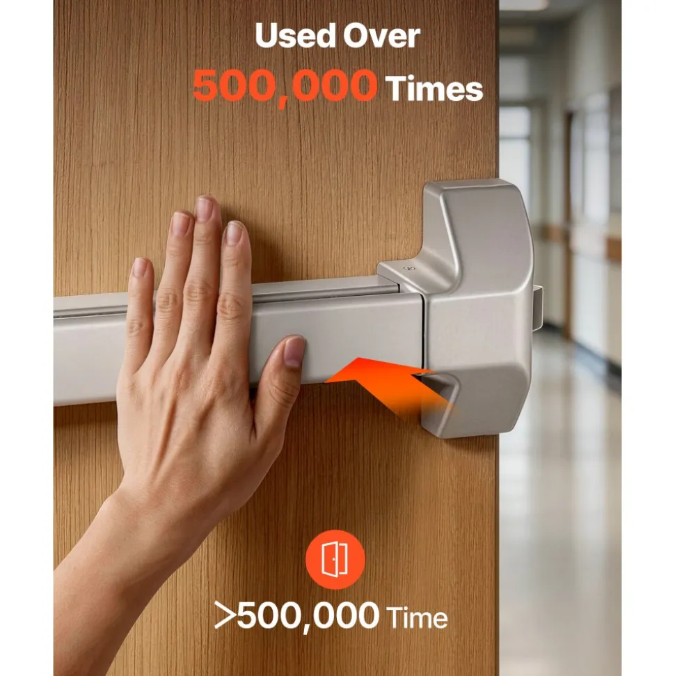 VEVOR Push Bar Panic Exit Device, 28" Premium Metal Commercial Panic Bar for Exit Doors, Emergency Exit Door Hardware with Warning Sticker, Easy Installation, for 28"-41" Wood or Metal Door, Silver