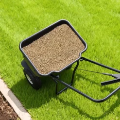 VEVOR Push Lawn Spreader, 12ft Spreading Width, Broadcast Spreader with 80lbs Load Capacity & 10 in All-Terrain Tires, Walk-Behind Garden & Lawn Broadcast Spreaders for Seed Fertilizer, Salt Ice Melt