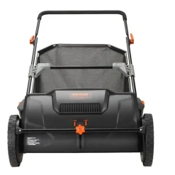 VEVOR Push Lawn Sweeper, 21inch Leaf & Grass Collector, Strong Plastic Wheels & Heavy Duty Thickened Steel Durable to Use with Large Capacity 3.5 cu. ft. Mesh Collection Hopper Bag, 2 Spinning Brushes