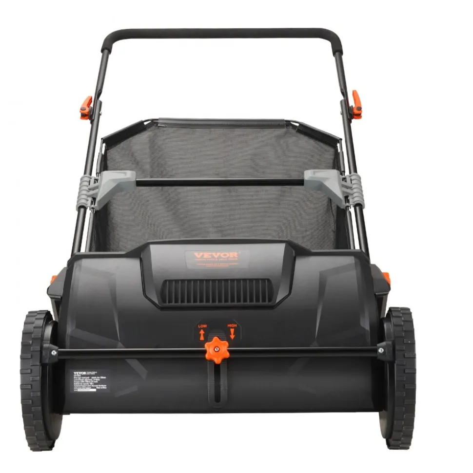 VEVOR Push Lawn Sweeper, 21inch Leaf & Grass Collector, Strong Plastic Wheels & Heavy Duty Thickened Steel Durable to Use with Large Capacity 3.5 cu. ft. Mesh Collection Hopper Bag, 2 Spinning Brushes