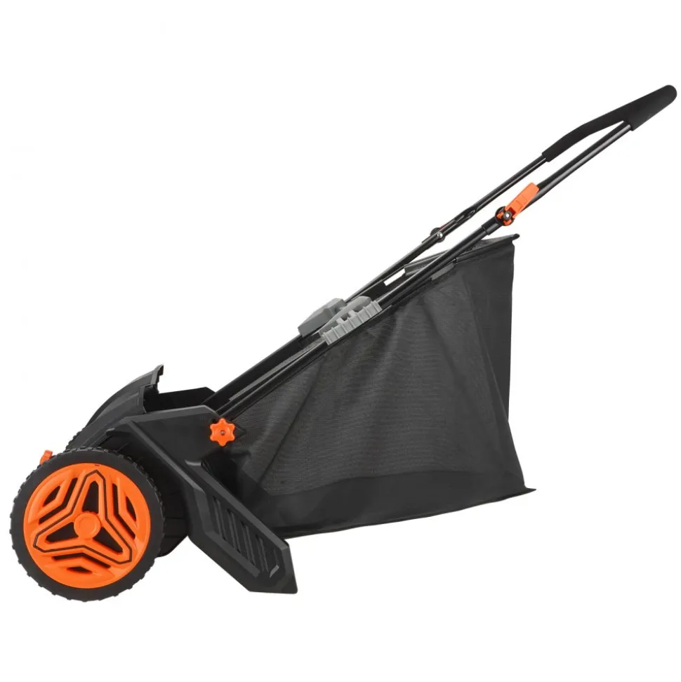 VEVOR Push Lawn Sweeper, 21inch Leaf & Grass Collector, Strong Plastic Wheels & Heavy Duty Thickened Steel Durable to Use with Large Capacity 3.5 cu. ft. Mesh Collection Hopper Bag, 2 Spinning Brushes