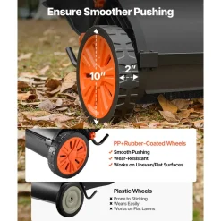 VEVOR Push Lawn Sweeper, 30 in Leaf & Grass Collector with 12 cu. ft. Hopper Bag, Adjustable Brush Height & Spinning Brushes, Heavy Duty Yard Sweeper with Rubber Wheels for Leaves Grass Cleanup