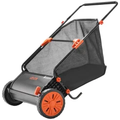 VEVOR Push Lawn Sweeper, 30 in Leaf & Grass Collector with 12 cu. ft. Hopper Bag, Adjustable Brush Height & Spinning Brushes, Heavy Duty Yard Sweeper with Rubber Wheels for Leaves Grass Cleanup