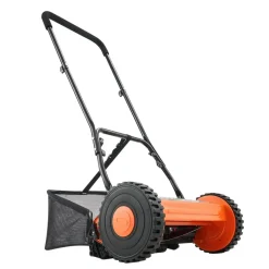 VEVOR Push Reel Lawn Mower 16 inch, 5 Blades Manual Push Mower No Motor, 0.6-1.75 in Adjustable Cutting Height, Walk-Behind Lawn Mowers with Grass Catcher Bag for Green Lawns, Driveways, Courtyards