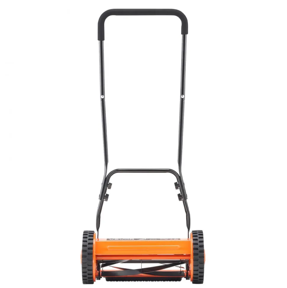 VEVOR Push Reel Lawn Mower 14 inch, 5 Blades Manual Push Mower No Motor, 0.6-1.75 in Adjustable Cutting Height, Walk-Behind Lawn Mowers with Grass Catcher Bag for Green Lawns, Driveways, Courtyards