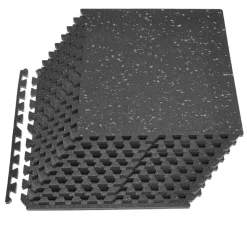 VEVOR Puzzle Exercise Mat, 12 PCS Fitness Equipment Mats, 24 x 24 x 0.79 in, High-Density EVA Foam Mats Set, Interlocking Rubber Soft Tiles, Protective Floor Padding with Gray Dots for Home Gym Office