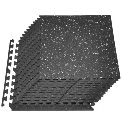 VEVOR Puzzle Exercise Mat, 24 PCS Fitness Equipment Mats, 24 x 24 x 0.4 in, High-Density EVA Foam Mats Set, Interlocking Rubber Soft Tiles, Protective Floor Padding with White Dots for Home Gym Office