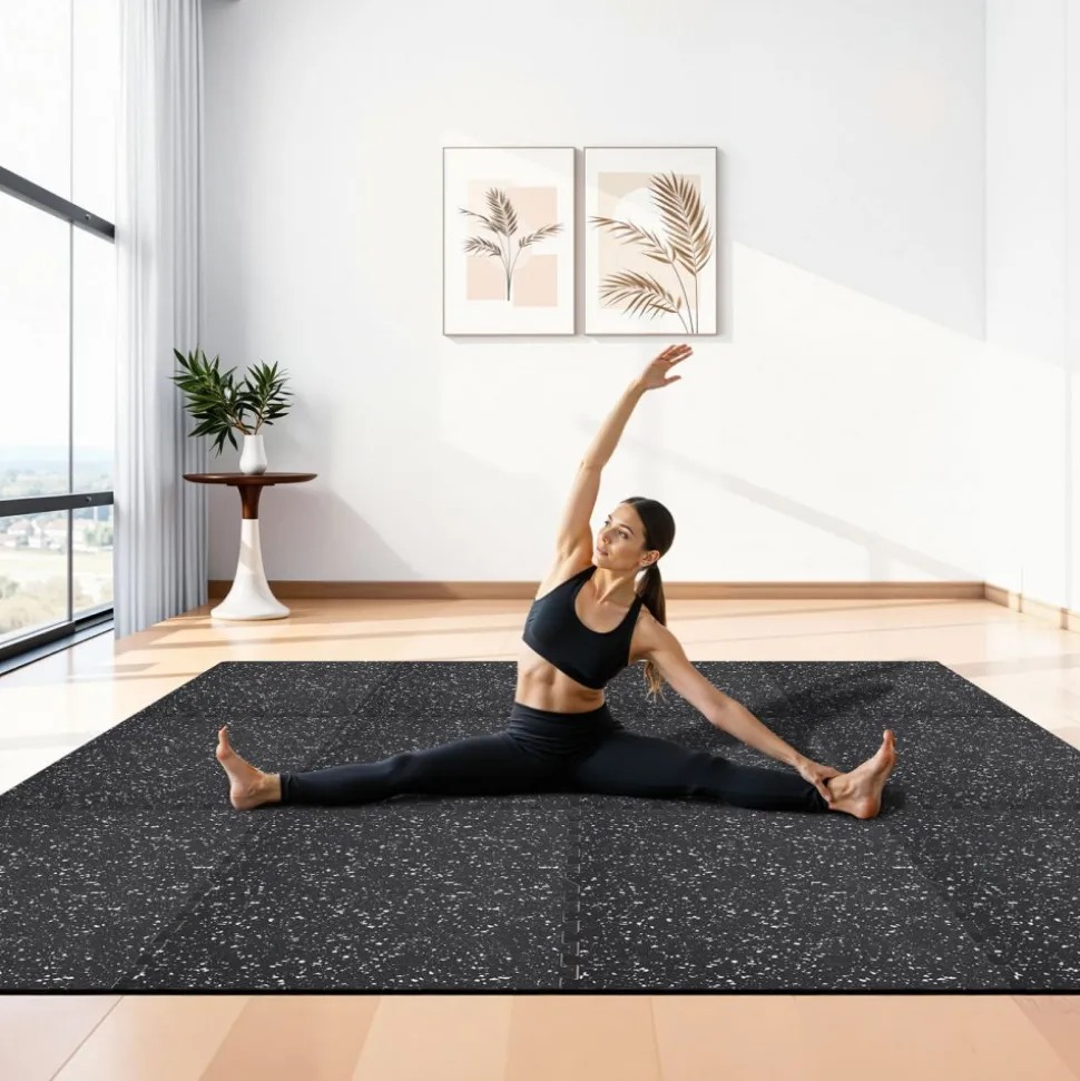 VEVOR Puzzle Exercise Mat, 6 PCS Fitness Equipment Mats, 24 x 24 x 0.56 in, High-Density EVA Foam Mats Set, Interlocking Rubber Soft Tiles, Protective Floor Padding with Gray Dots for Home Gym Office