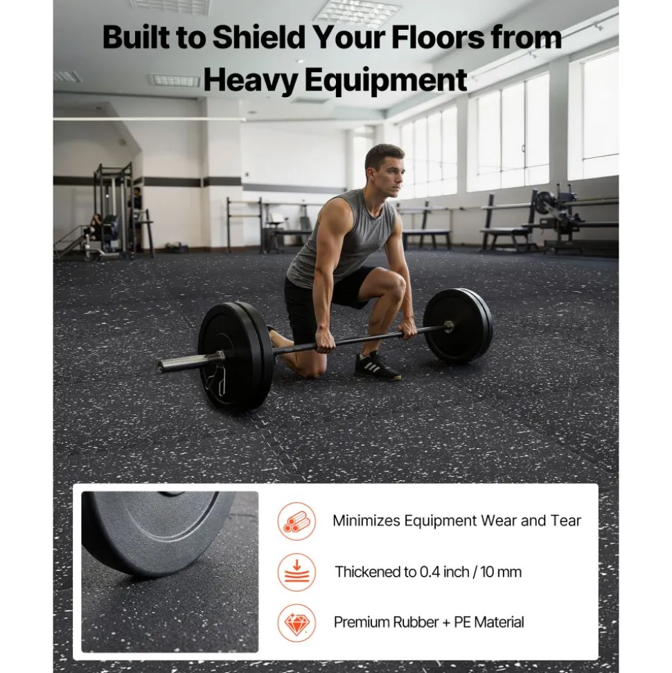 VEVOR Puzzle Exercise Mat, 6 PCS Fitness Equipment Mats, 24 x 24 x 0.56 in, High-Density EVA Foam Mats Set, Interlocking Rubber Soft Tiles, Protective Floor Padding with Gray Dots for Home Gym Office
